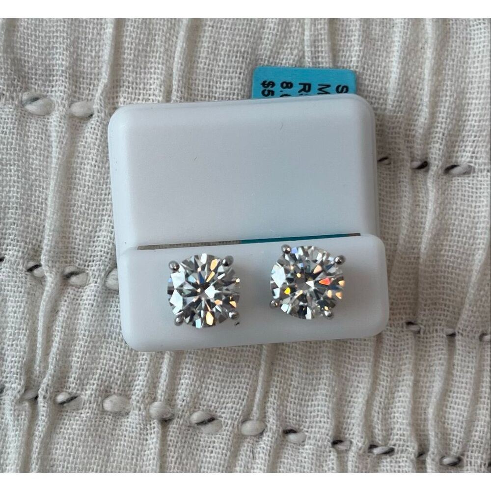 8 CTW VVS Moissanite Stud Earrings | Sterling Silver | Screwback | NEW NWT